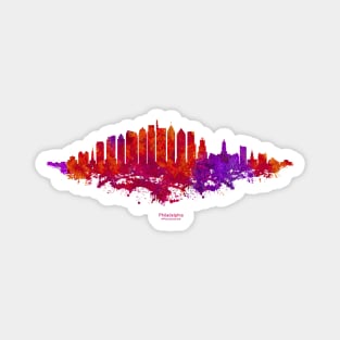 Philadelphia City Skyline - Watercolor Red, orange, purple Magnet