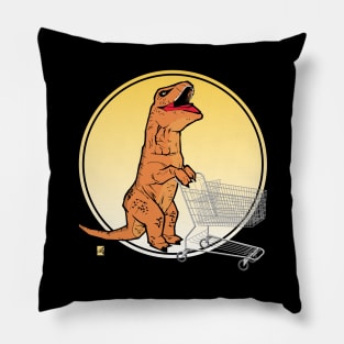 A Great Day for T-rex Shopping for Groceries Pillow