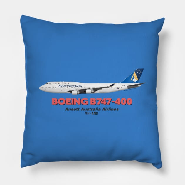 Boeing B747-400 - Ansett Australia Airlines Pillow by TheArtofFlying