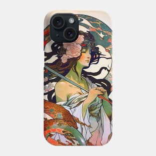 Japanese Vintage Art Nouveau Dragon Lady Priestess Phone Case