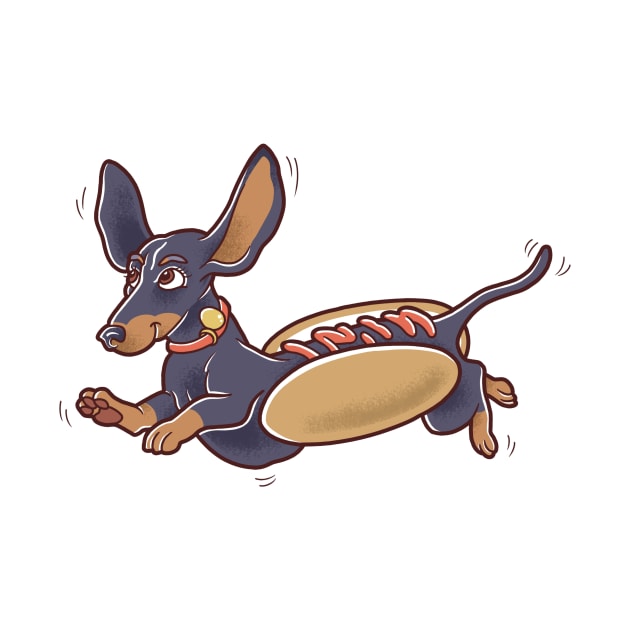 Cute Running Hot Dog Dachshund by Mhaddie