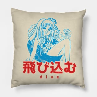 Anime Girl into the Summer 'Dive' Japanese Vintage Pillow