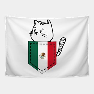 Patriotic Pocket Pussy - Cat Lover -  Mexican Patriot Tapestry