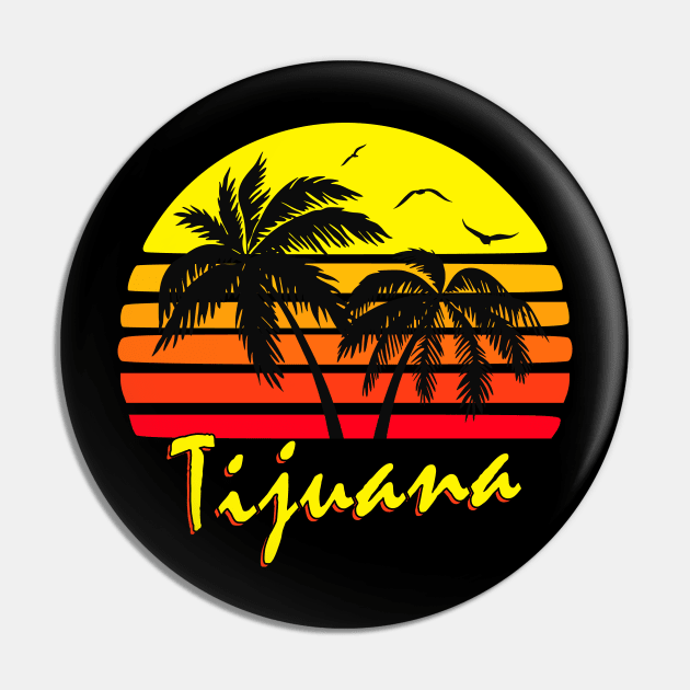 Tijuana Retro Sunset Pin by Nerd_art