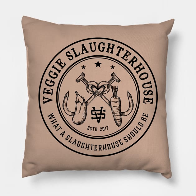 Veggie Slaughterhouse Certified Badge Pillow by veggieslaughter