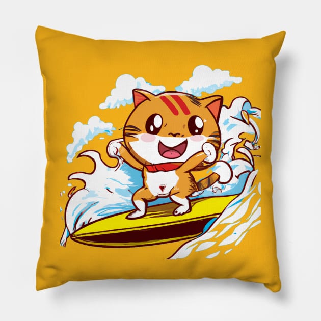 surfing cat Pillow by MGphotoart