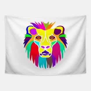 Cute Colorful Lion Shape Head Drawing Tapestry