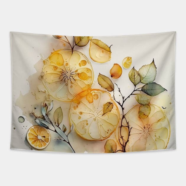 Fresh Summer Fruit Lemons Tapestry by Moon Art