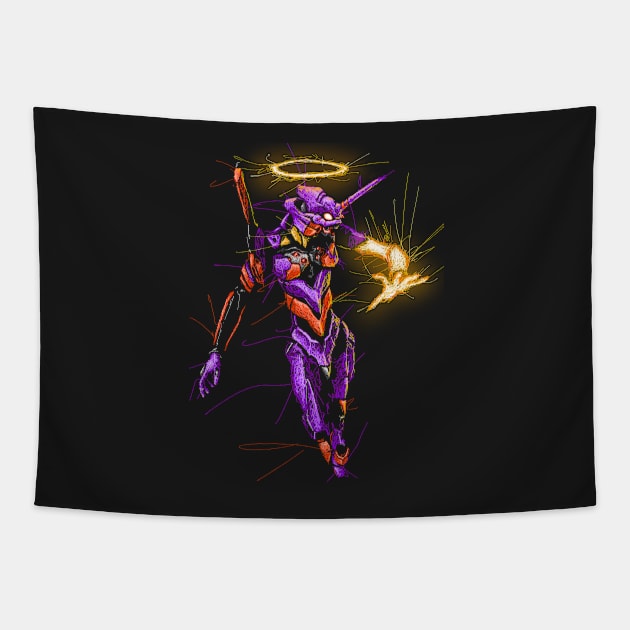 Eva unit 01 awakened scribble Tapestry by Shawngkolon