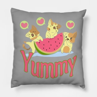 Watermelon Eating Kittens Pillow