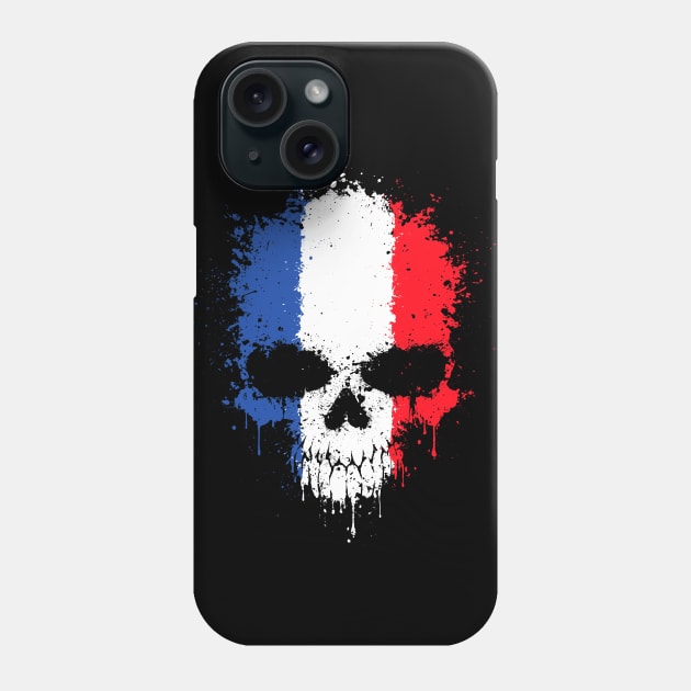 Chaotic French Flag Splatter Skull Phone Case by jeffbartels