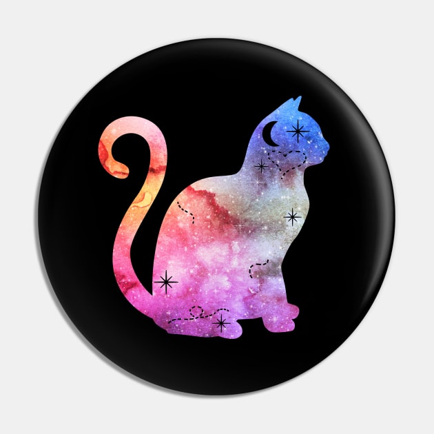 Colorful Galaxy Cat Pin by ilustraLiza