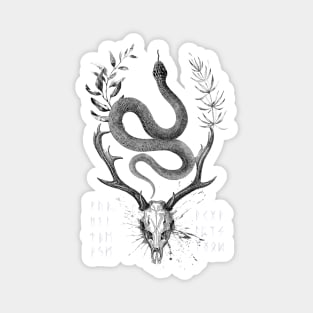 Snake, Deer and Runes in Nordic Style Magnet