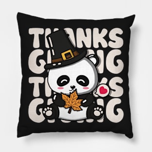 Cute Panda Happy Thanksgiving Pillow