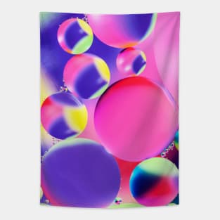 Colorful close up of oil drops in water Tapestry