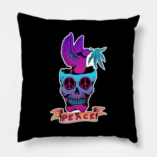 Peace Skull Vaporwave Pillow