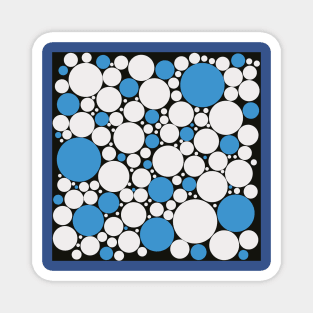 white and blue pop art polka dot pattern Magnet