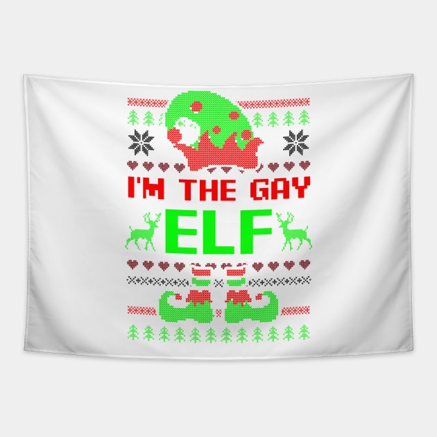 Gay Christmas Shirt | I'm The Gay Elf Tapestry by Gawkclothing