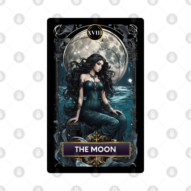 The Moon Card from The Mermaid Tarot Deck by MGRCLimon