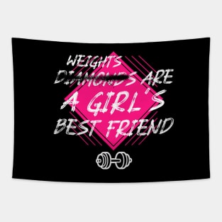 Workout Motivation | Weights are a girls best friend Tapestry