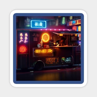 Cyberpunk Tokyo Ramen Food Truck Magnet