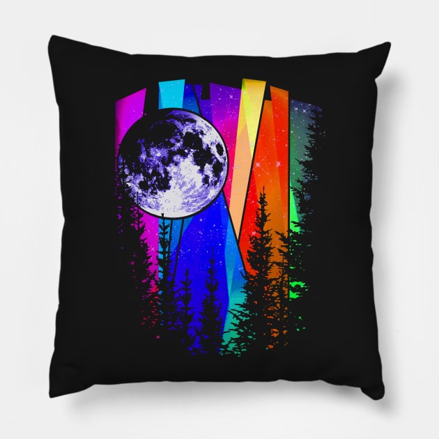 Northern Lights Moon Pillow by robotface