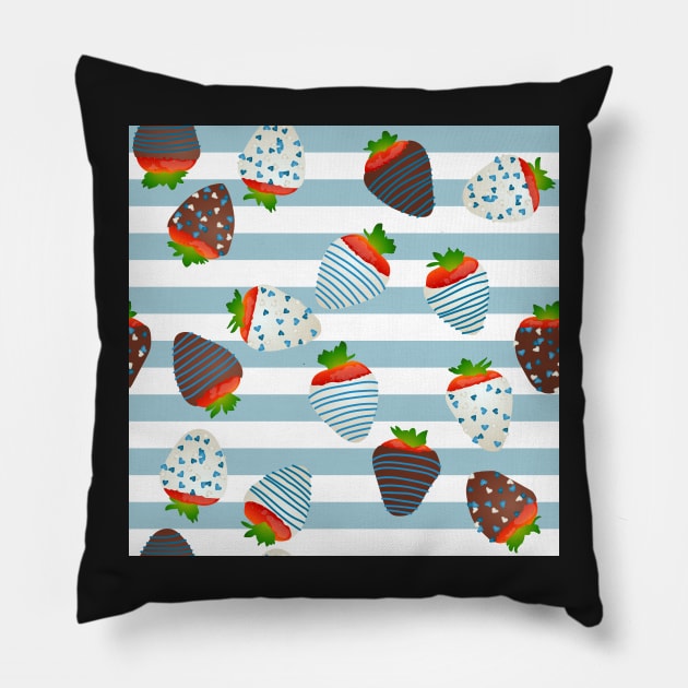Sailor Mercury Themed Strawberries Pillow by ziafrazier