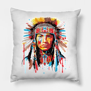 American Native Indian Brave Warrior Inspiration People Abstract Pillow