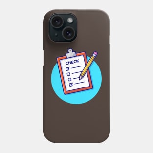 Clipboard, Paper And Pencil Cartoon Vector Icon Illustration Phone Case