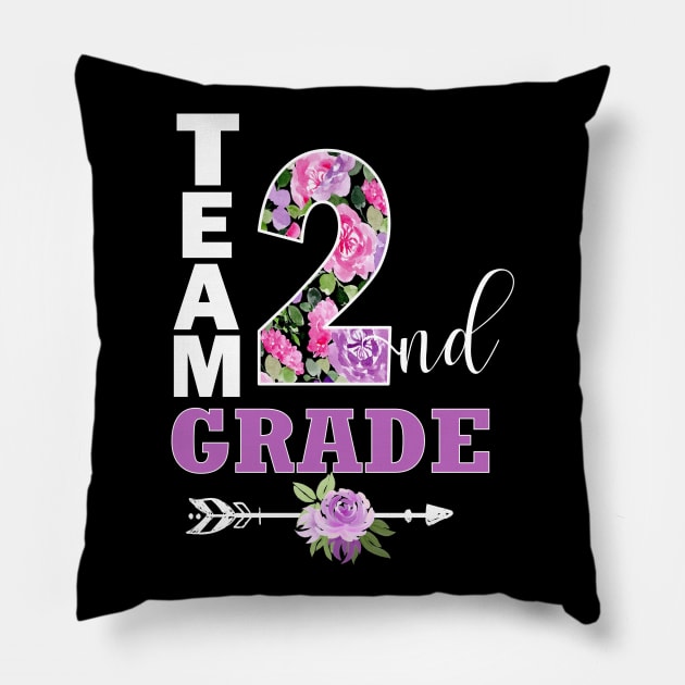 Team 2nd Grade Pretty Floral Teacher Student School Pillow by Kimmicsts