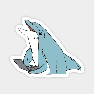 Blue Dolphin Surfing the Net Magnet