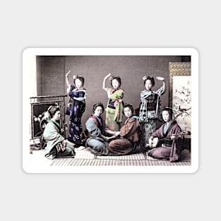 Japanese Women Playing Music & Dancing 1870s–1890s Magnet