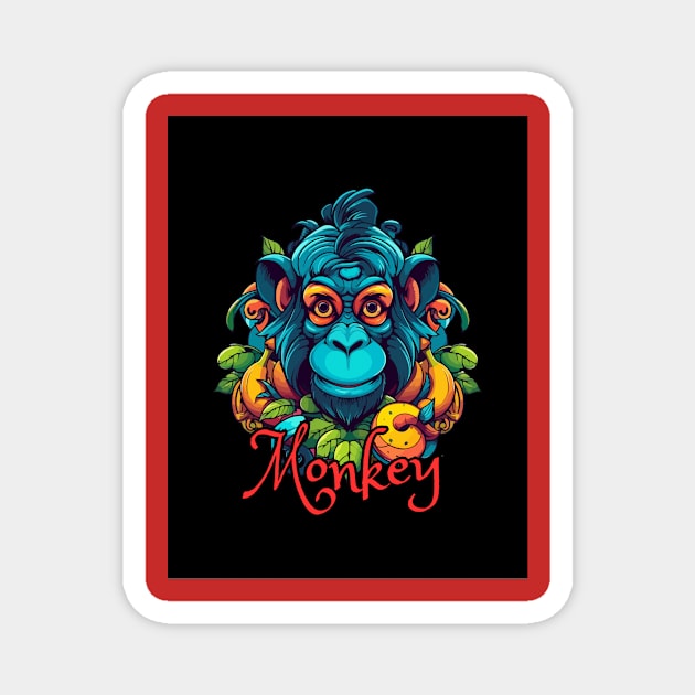 Monkey T-Shirt Magnet by Sajin T-Shirt Bazaar