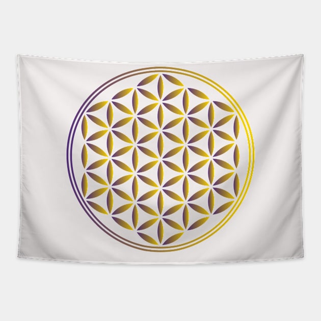 Flower Of Life Gold Tapestry by dcveta