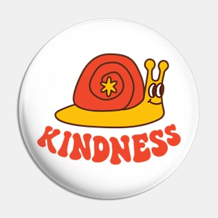 Retro snail and text Kindness Pin