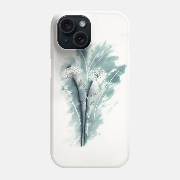 Queen Anne's Lace in Ink Phone Case by ConniSchaf