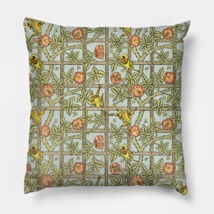 Trellis by William Morris, Vintage Textile Art Pillow