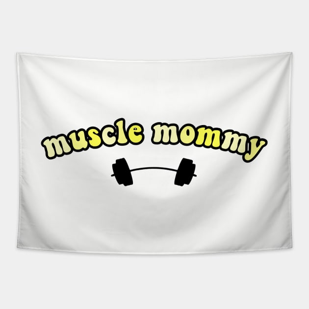 muscle mommy yellow Tapestry by avamariedever