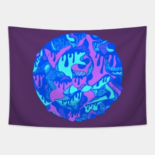 Blue Circle of Drip Tapestry