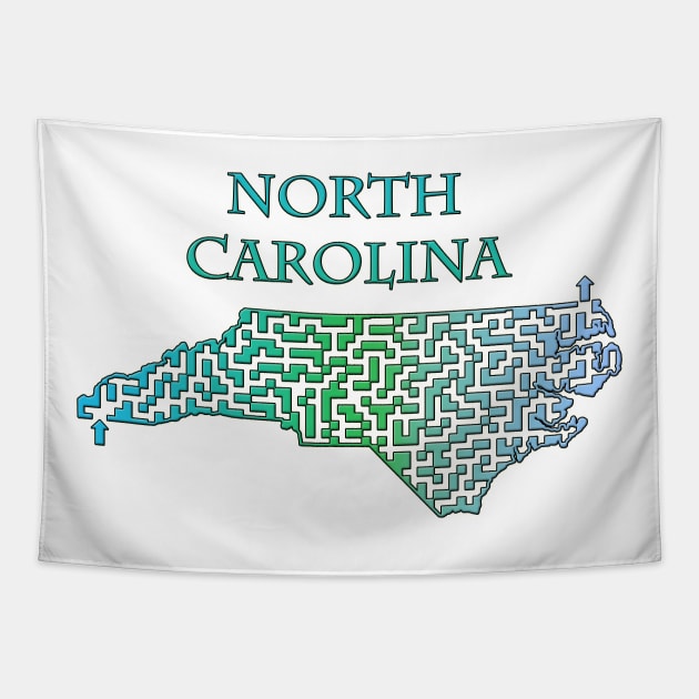 State of North Carolina Colorful Maze Tapestry by gorff