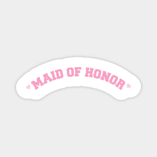 Maid of Honor Varsity Lettering with Hearts Magnet