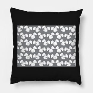 Cute White Bunny on Gray background Pillow