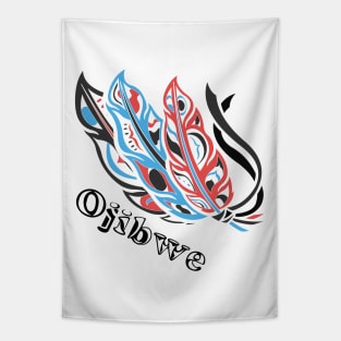 Triple Ojibwe Feathers Tapestry