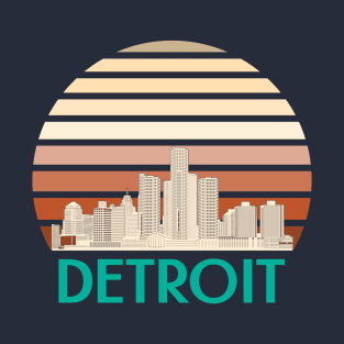 Detroit city skyline skyscraper vintage T-Shirt