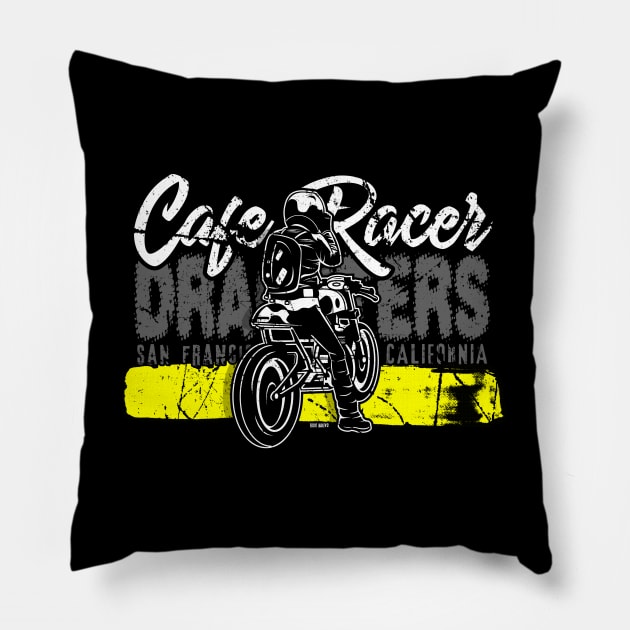 Cafe Racer ~ Dragsters Pillow by EddieBalevo