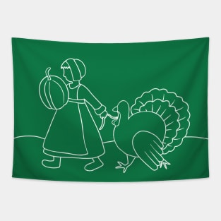 Thanksgiving Pilgrim and Turkey Tapestry