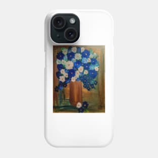 Some abstract mixed flowers in a metallic vase Phone Case