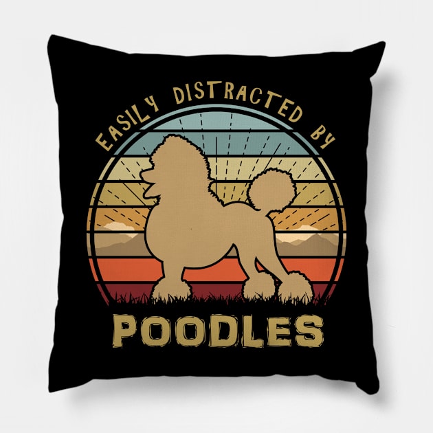 Easily Distracted By Poodles Sunset Pillow by Nerd_art