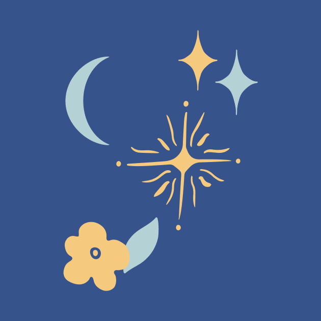 Stars and Moon Minimalist Abstract by Gingezel