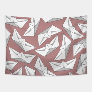 Origami Boat Pink Tapestry